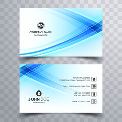 Abstract creative business card blue wave template design