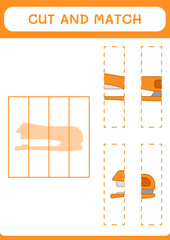 Cut and match parts of Stapler, game for children. Vector illustration, printable worksheet