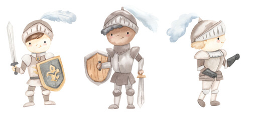 Watercolor knight illustration for kids