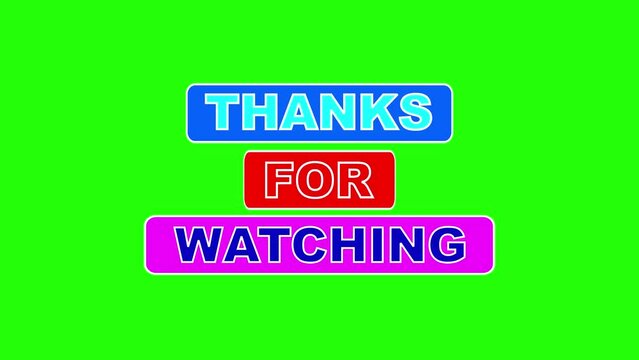 Animation Thanks for watching green screen suitable for end video
