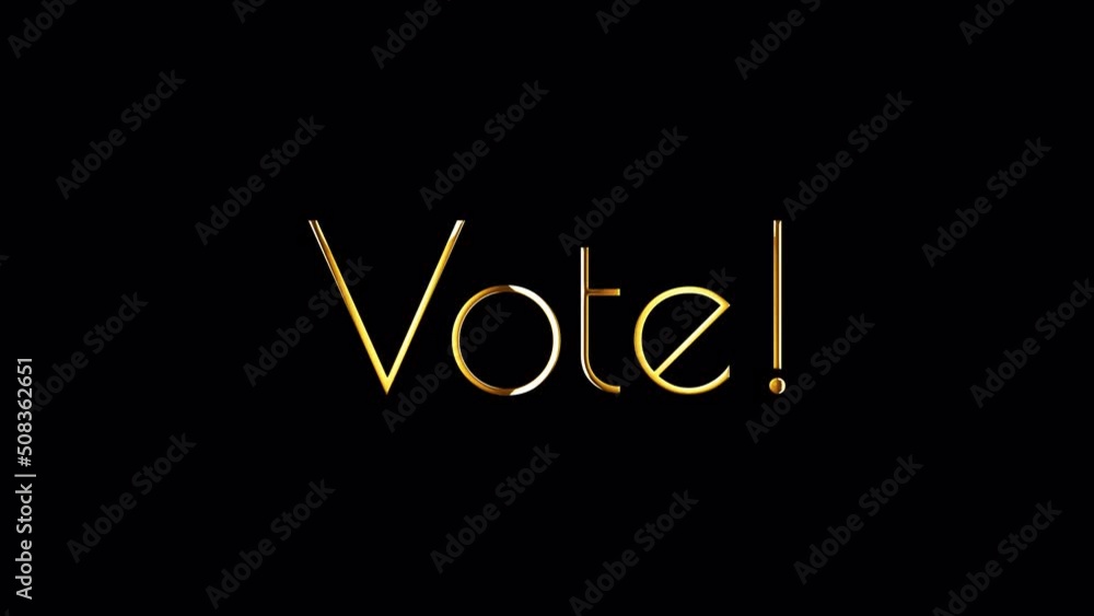Poster vote golden word with light motion animation element effect. 4k seamless loop isolated transparent v