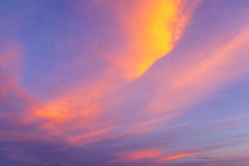 Colorful sunset sky over the sea in twilight time.