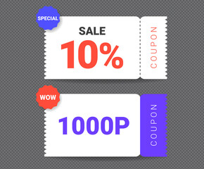 Discount coupons and point coupons will be presented for customers to purchase in many months illustration set. dollar, present, paper, free, sale. Vector drawing. Hand drawn style.
