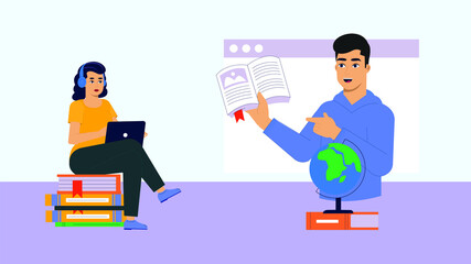 business person with a laptop. Online tutorials online learning 