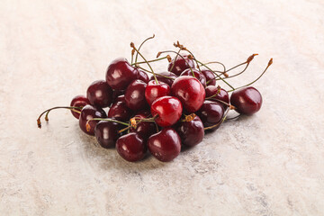 Ripe sweet cherry berries heap