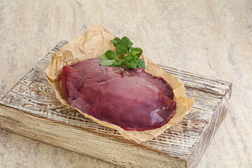 Raw pork liver for cooking