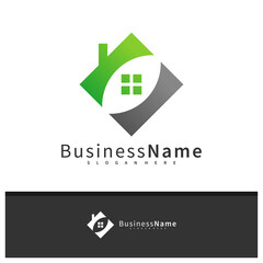 Nature House logo design vector template, Leaf House logo concepts illustration.