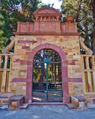 A vintage estate glamorous gate at Campos village, Chios island, Greece.