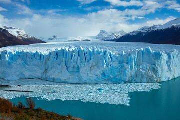 Terminal face of Perito Moreno Glacier, and Lago Argentino, Parque Nacional Los Glaciares (World Heritage Area), Patagonia, Argentina, South America