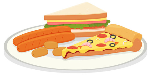 Fast food set in cartoon style