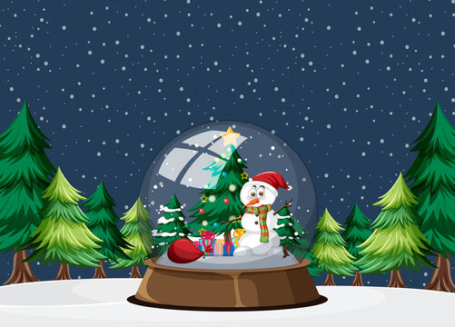 Christmas Holidays With Snowman In Snowglobe