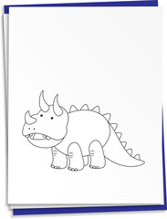 Hand drawn dinosaur on paper