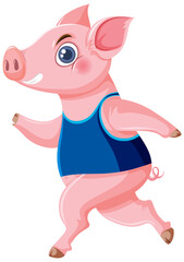 Cute piglet running cartoon character