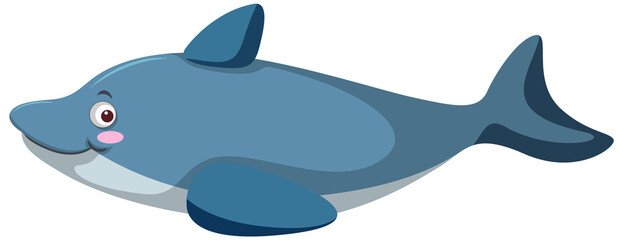 Blue dolphin in cartoon style
