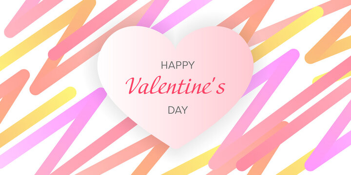 ポップな背景とピンクのハートのバレンタインのバナー