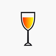 Orange juice glass minimalist logo. Simple vector design. 