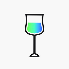 Blue juice glass minimalist logo. Simple vector design. 
