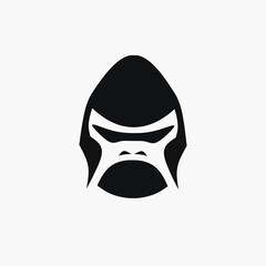 Gorilla minimalist logo. Simple negative space vector design. 