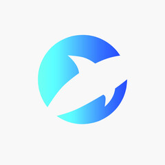 Shark minimalist logo. Simple negative space vector design.