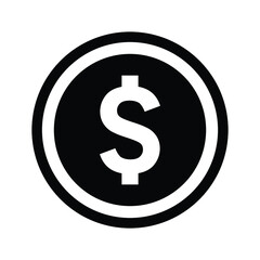 Financial, finance, money, dollar, cash icon. Black vector graphics.
