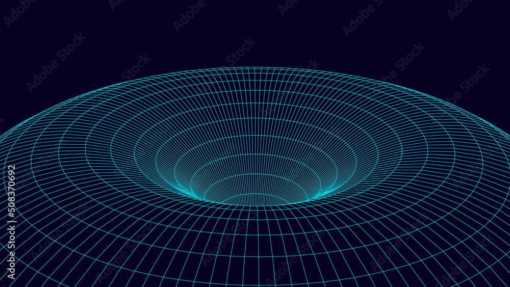 Aufkleber futuristic abstract frame wormhole. 3d portal hole grid background. for website and banner design. b