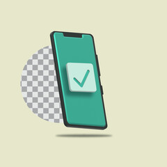 3d green template of check smartphone