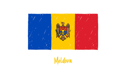 Moldova Flag Marker or Pencil Sketch Illustration Vector