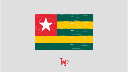 Togo Flag Marker or Pencil Sketch Illustration Vector