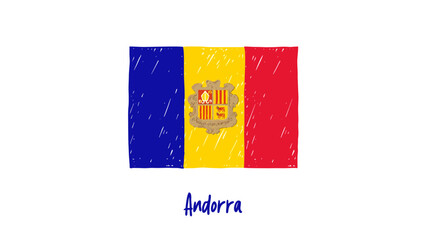 Andorra Flag Marker or Pencil Sketch Illustration Vector