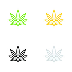 Luxury Cannabis or Marijuana Leaf in the frame for Icon and Logos Concept black silver gold and green