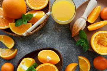 Obraz na płótnie Canvas Glass of fresh orange juice
