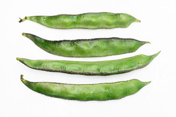 fresh lima beans isolate on white background.top view