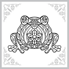 cute frog zentangle arts. isolated on white background.