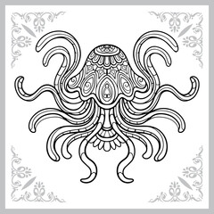 jellyfish zentangle arts. isolated on white background. 