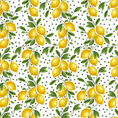 Lemon pattern on a white background, vector