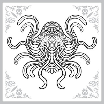jellyfish zentangle arts. isolated on white background. 