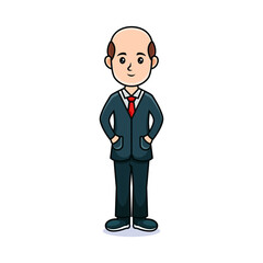 cartoon guy. Friendly handsome man in worker uniform with ties
