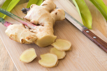 ginger herbal healthy vegetable fresh foods arrangement flat lay postcard style on background white 