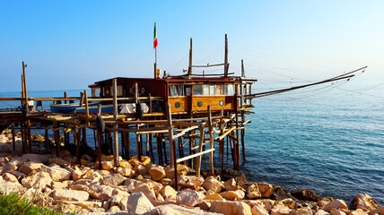Coast of the Trabocchi, Trabocco in Marina di San Vito Chietino. The Trabocco is a traditional...