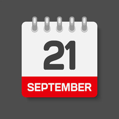 Icon day date 21 September, template calendar page