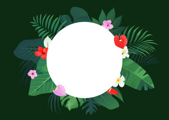 Summer vector illustration of tropical plants.