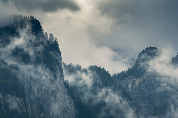 A storm raging through the swiss mountains
