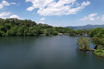 八ヶ岳と松原湖　空撮
