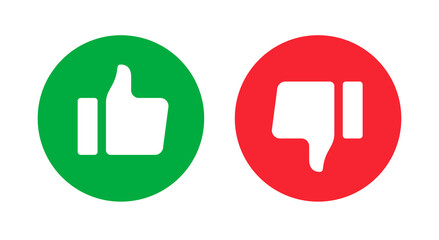 Thumbs up or down, vector icons