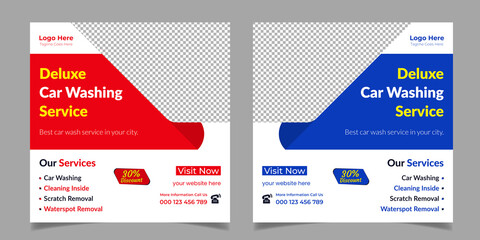 Car Washing Service Square Flyer Social Media Post Template Design