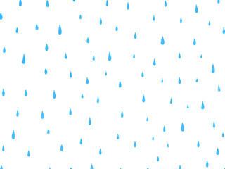 ポタポタと落ちる青いポップな雨と白背景