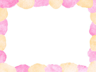 ピンクとイエローのフワフワとしたかわいいフレームイラスト背景