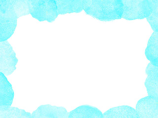 涼やかな水色のモコモコしたフレームイラスト背景