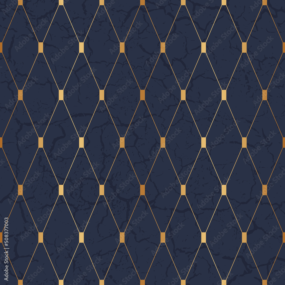 Aufkleber geometric seamless pattern. repeated luxury gold background. blue geometry patern. abstract marble e