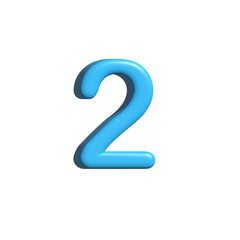 3d realistic blue number two icon